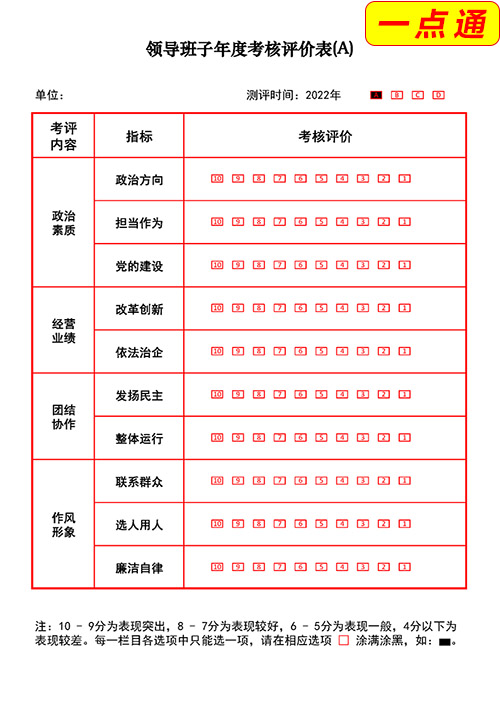 領(lǐng)導(dǎo)班子年度考核測評表
